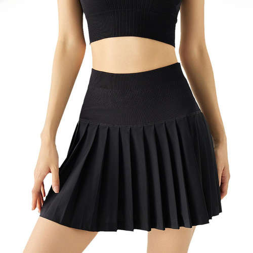 2024 Spring Versatile Non-Slippery Two-Piece Outerwear Sun Protection Tennis Pleated Skirt Women's Athletic Semi-Skirt