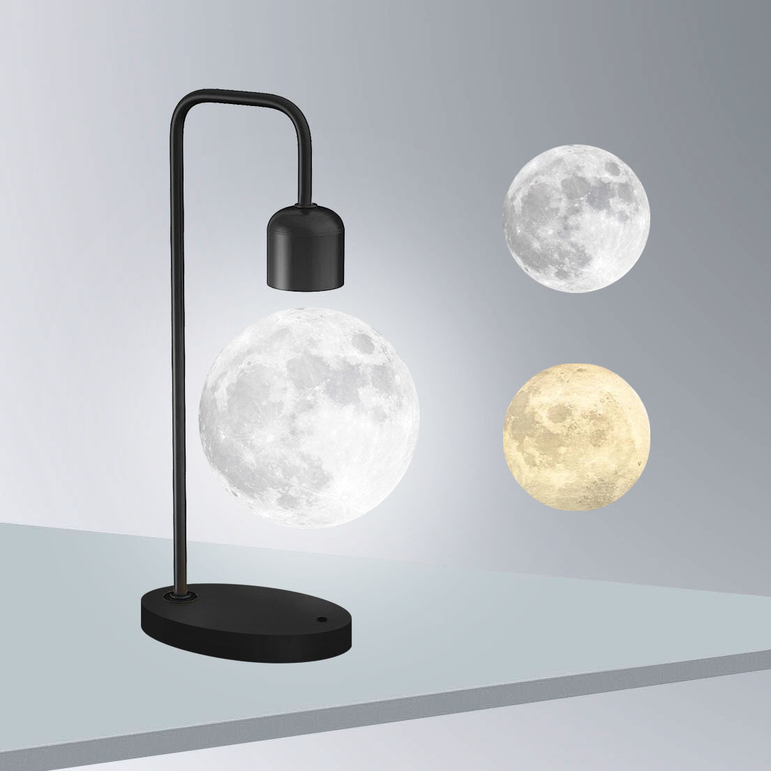 Temperatura de color súper boutique ya negro maglev luz de luna impresa 3D gran romántica luz de noche adornos para el hogar regalos