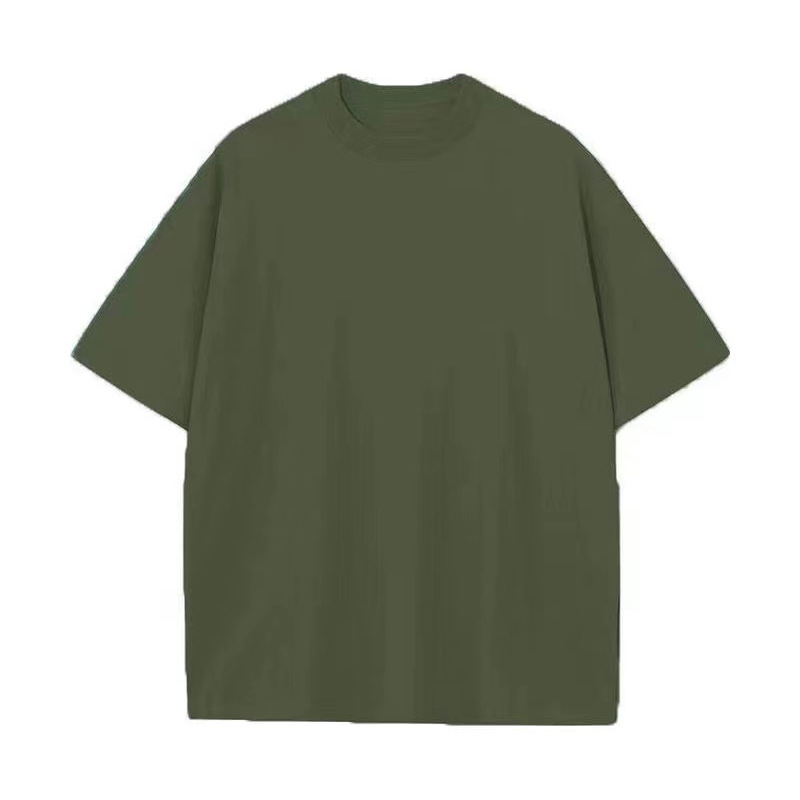 230g camiseta de manga corta hombre cuello pequeño cuello redondo algodón suelto hip-hop estilo lesbiano americano camiseta de hombro de moda