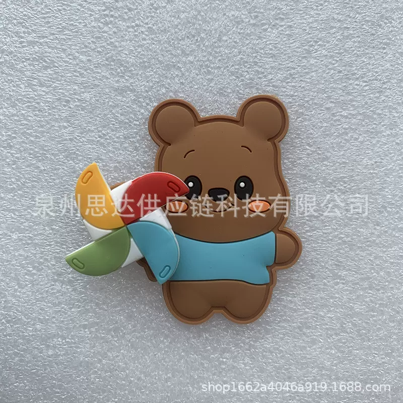 棕色杰米熊爆款旋鞋扣鞋花diy洞洞鞋卡通鞋花 背包饰件旋转底扣