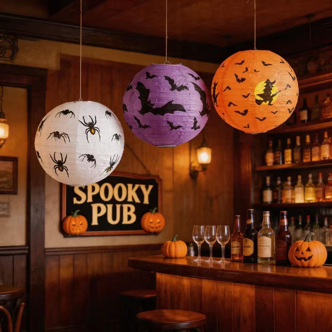 Halloween calabaza temática linterna de papel bar decoración de hotel accesorios decoración de ventanas linterna festival fantasma atmósfera del centro comercial
