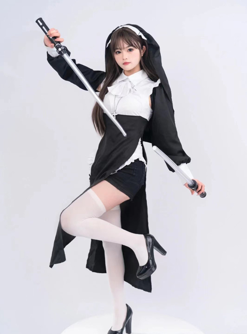 现货修女cosplay性感chowbie变装万圣节修女制服同款一件代发-阿里巴巴