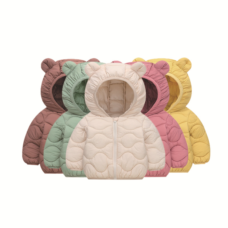 Comercio exterior transfronterizo 850 ropa de algodón ligera delgada de invierno bebé abrigo ligero de color sólido ropa de algodón caliente para niños