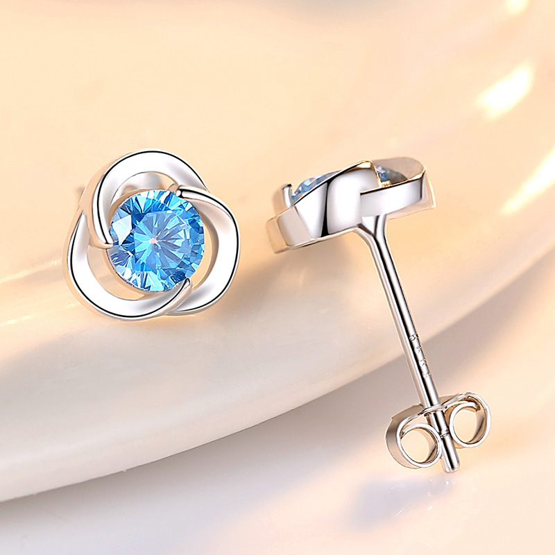 Pendientes de la suerte de trébol de plata esterlina S925