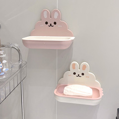Hole-free wall-mounted rabbit-shaped bathroom soap dispenser, cartoon style, home use, cute soap box, bathroom soap dispenser