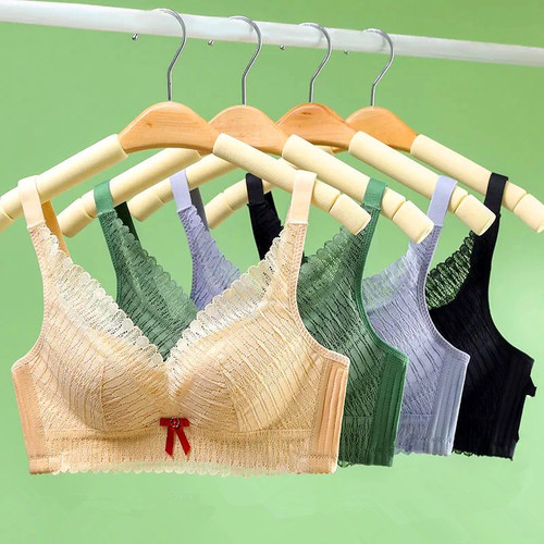 New breathable lace latex underwear for women with small breasts, medium thickness, push-up adjustable breast-retracting bra without rims wholesale