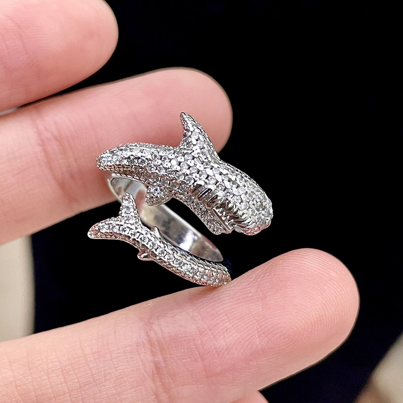 Wholesale Fashion Shark Copper Plating Inlay Zircon Adjustable Ring display picture 6