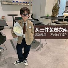 辰辰妈男童西装套装学院风jk制服儿童衬衫领带帅气表演讲花童西服