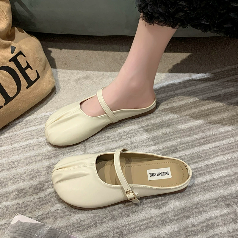 Баотоу половинная тапочка женская летняя внешняя одежда оптом новый плоский фон повседневная беременная ленивая обувь Му