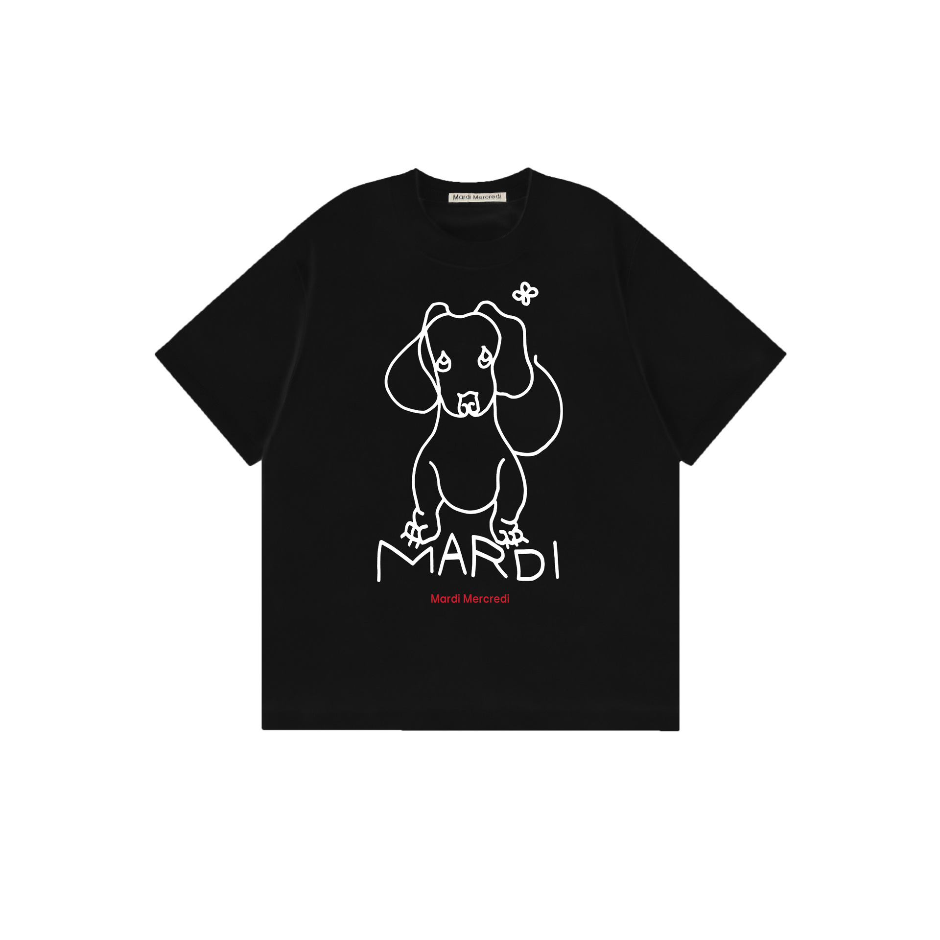 2025 新マルディ半袖右肩スリムフィットゴールドハイシルバー同スタイルデイジードックスフード犬 Tシャツホットガール着用