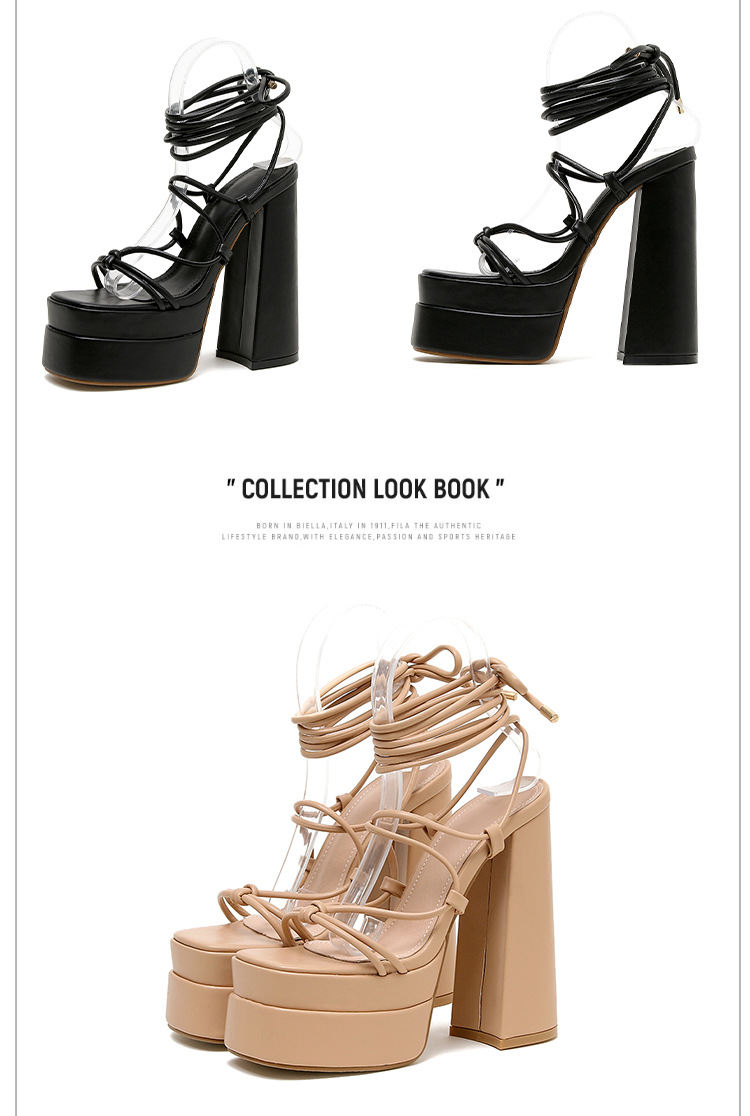 Sandal cao gót La Mã nữ quai dây mảnh, gót 9 cm, phong cách catwalk — Màu tím chi tiết 31
