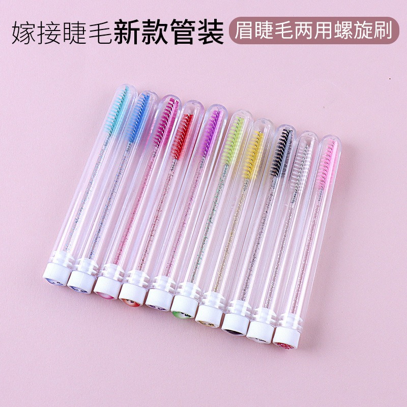 Cross-Border Exquisite Smiley Face Tube Eyelash Brush Crystal Rod Spiral Eyelash Comb Portable Eyelash Comb Factory Direct Supply