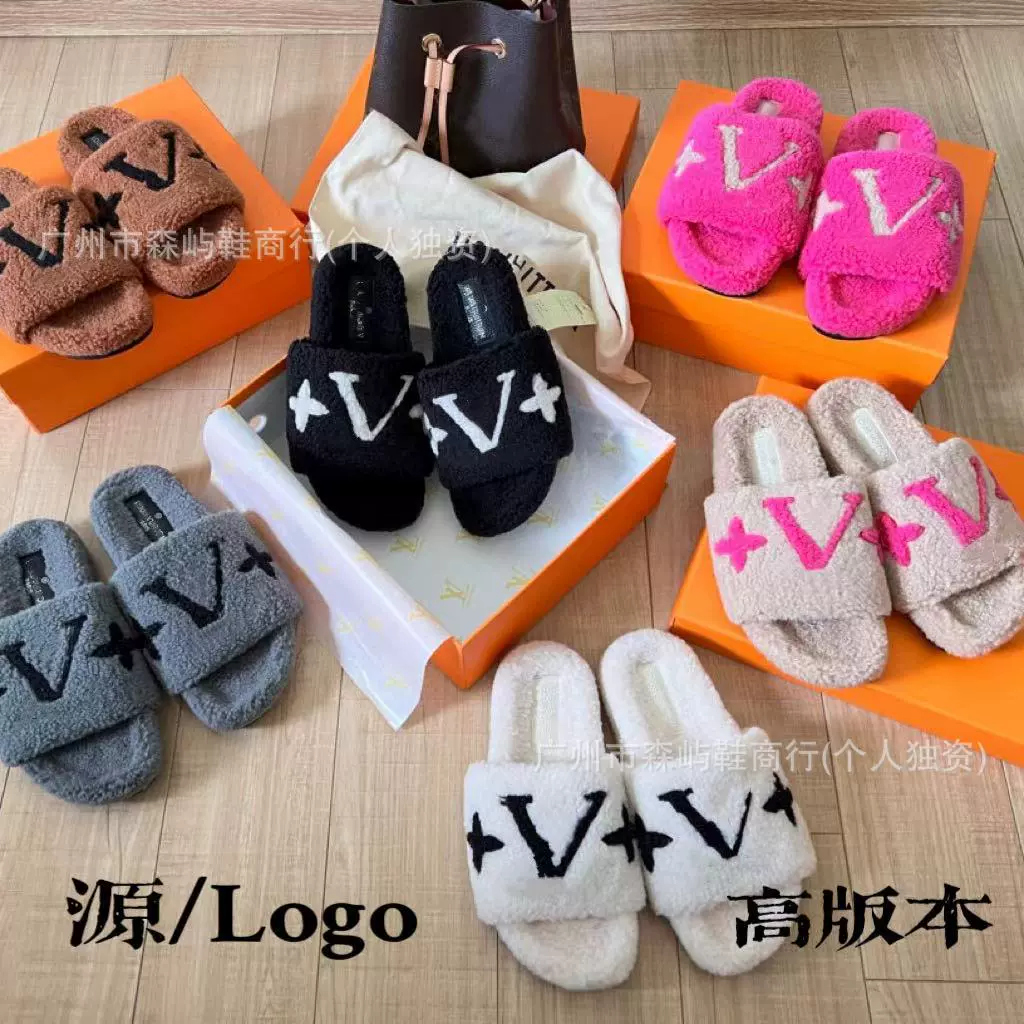 Интернет-знаменитости 2023, осенне-зимние новые повседневные шлепанцы с вышивкой букв из овечьей шерсти для дома и улицы, хлопковые тапочки, универсальные трансграничные