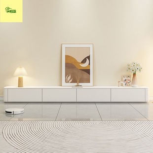 Modern Simple Cream Style Normcore Small Apartment Pure Solid Wood Tv Cabinet Slate Floor Cabinet Gray and White Painted Floor Cabinet