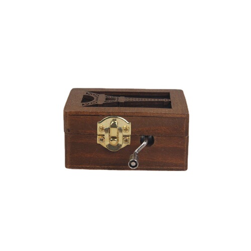 New hand cranked wooden clockwork music box hot selling creative wooden music box craft gift ornaments wholesale