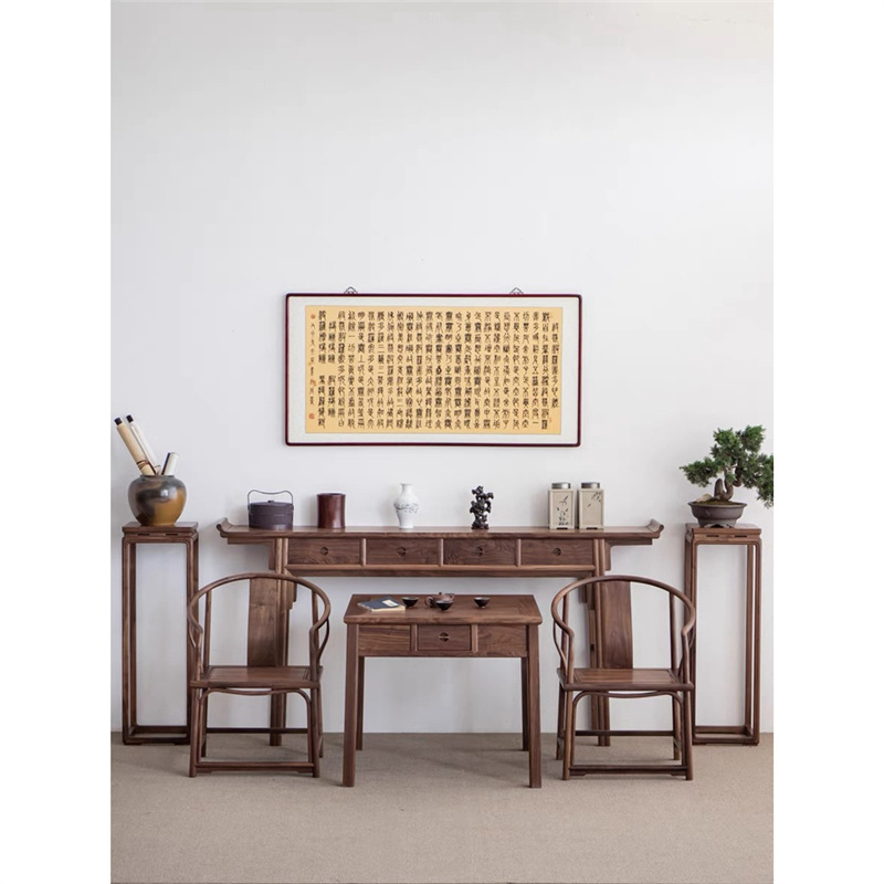 New Chinese-Style Black Walnut Wood Case Solid Wood Entrance Hall Song-Style Aesthetic End Table Offering Table Shrine Hall Raised Head Offering Table