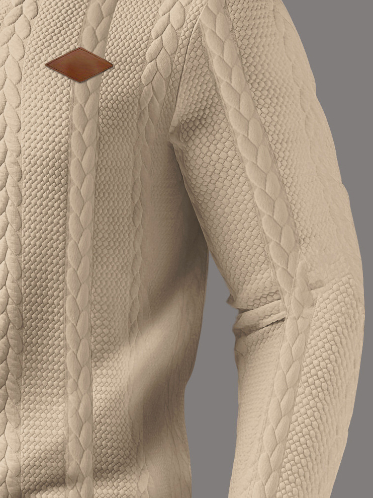 Herren Jacquard Strickpullover Mit Stehkragen Für Den Alltag_voghion.com