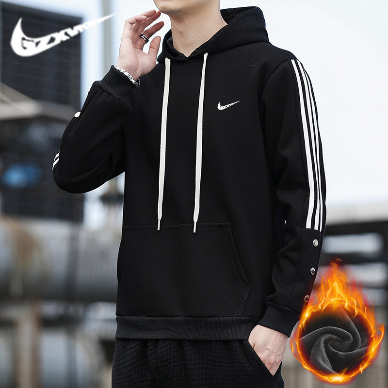 Men's Clothing 2025 Autumn and Winter New Style Fleece-Lined Hooded Sweatshirt for Men and Women, Long-Sleeved T-Shirt for Couples, Loose Casual Sports Jacket