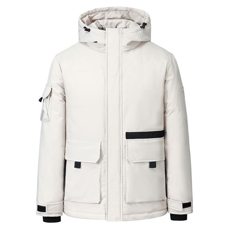 2024 nueva moda de algodón pareja casual largo medio de moda transfronteriza invierno chaqueta de color sólido