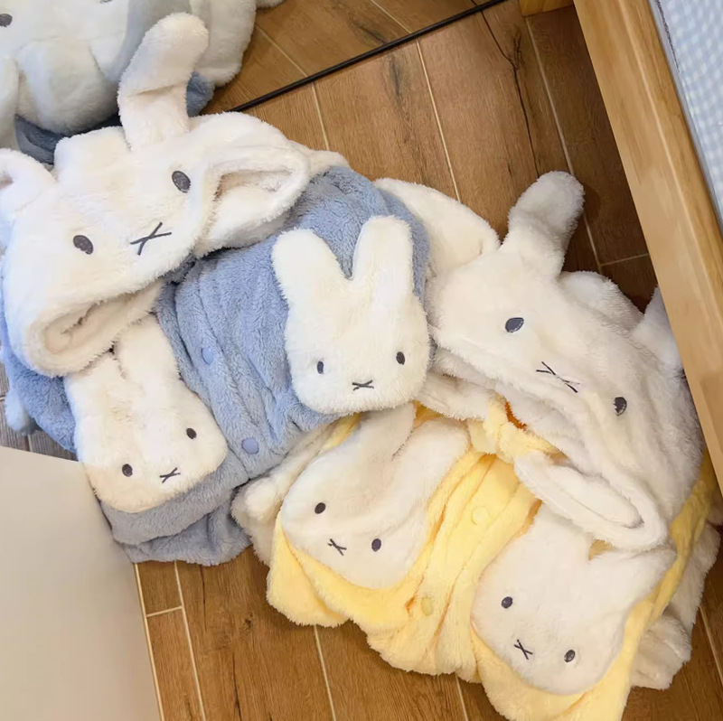 Miffy Rabbit Nightgown Women's Winter Thickened Coral Fleece Long Cute Stuffed Winter Pajamas Warm and Velvet Can Be Weared Outside Miffy Rabbit Nightgown Women's Winter Thickened Coral Fleece Long Cute Stuffed Winter Pajamas Warm and Velvet Can Be Weared Outside