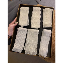 白色蕾丝刺绣领巾女韩系时尚洋气百搭长条纯色薄款装饰小领巾飘带