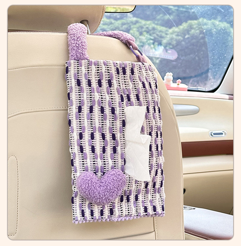 Car Tissue Box Creative Love Car Seat Back-Mounted Tissue Bag Cute Multifunctional Car Tissue Pumping