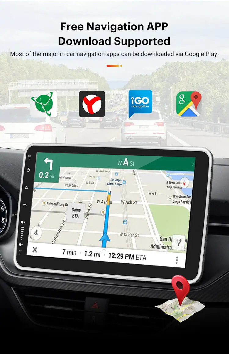 10inch Single-Spindle Shaking Head Car-Mounted Android Navigation Gps Screen Bluetooth Mobile Phone Interconnection Globally Universal Adapter