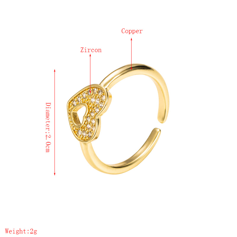 Fashion Hollow Heart-shaped Open Copper Micro-inlaid Zircon Ring display picture 1