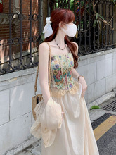 法式桔梗民族风连衣裙女装夏季小个子云南旅游穿搭一整套两件套装