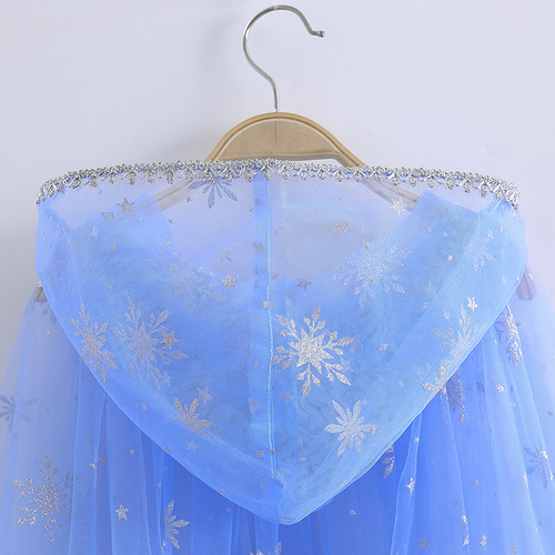 Frozen Elsa Princess Cape Baby Anna Chic Netting Cape Halloween Costume Christmas Performance 