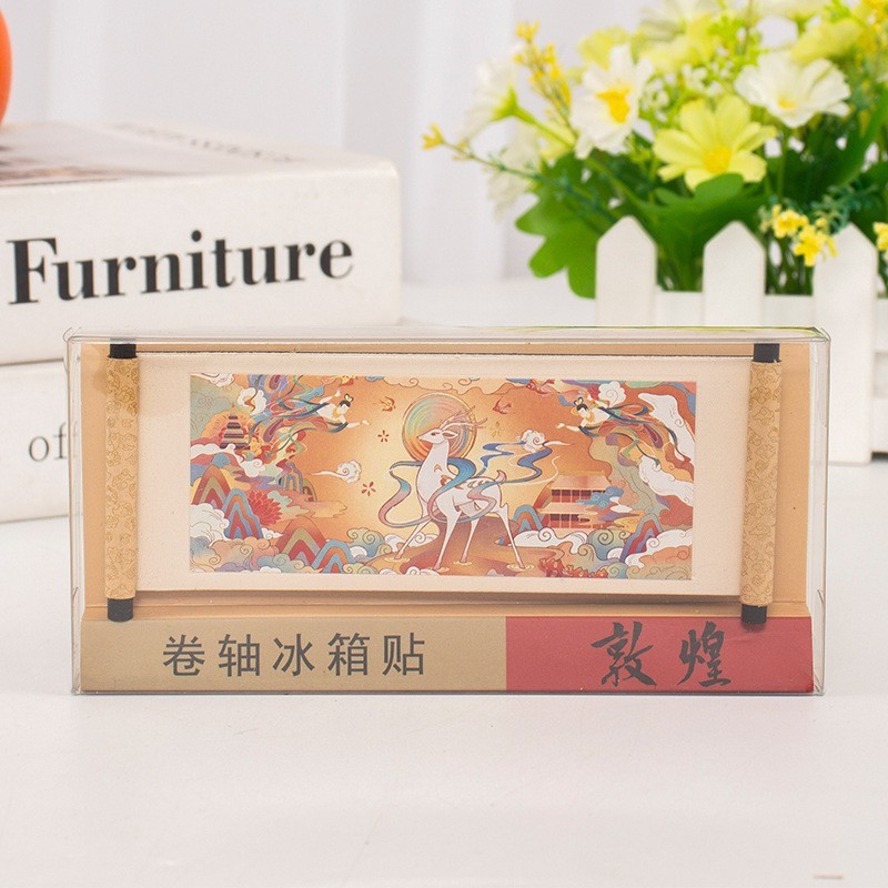 敦煌建筑飞天壁画卷轴冰箱贴文创礼品纪念品磁性工艺品现货批发|undefined