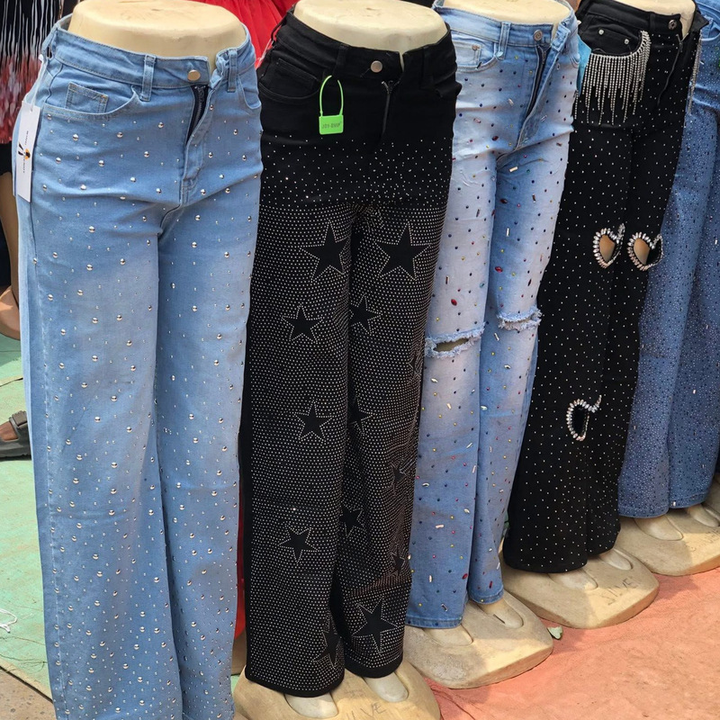 Foreign Trade Women's Jeans Cargo Jeans Wholesale Rhinestone Jeans Boyfriend Jeans Foreign Trade Women's Jeans Cargo Jeans Wholesale Rhinestone Jeans Boyfriend Jeans