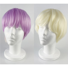 30cm頭皮トップユニバーサル顔ショートヘアバイオレット多色オプションアニメcosかつら