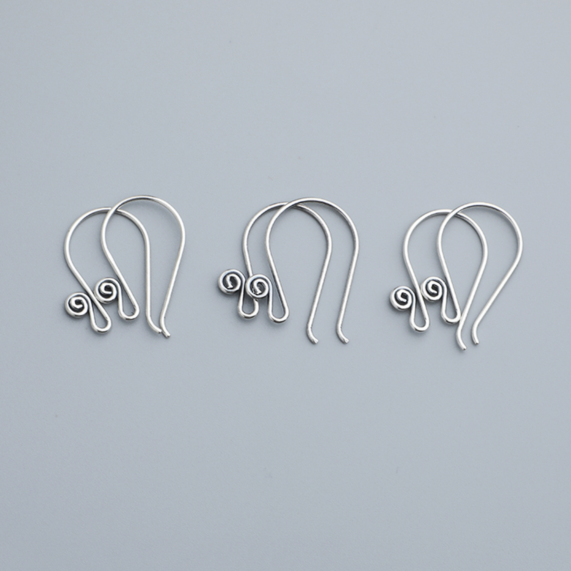 泰銀清邁手工銀耳鈎s925純銀配件材料做舊耳環DIY耳勾耳飾