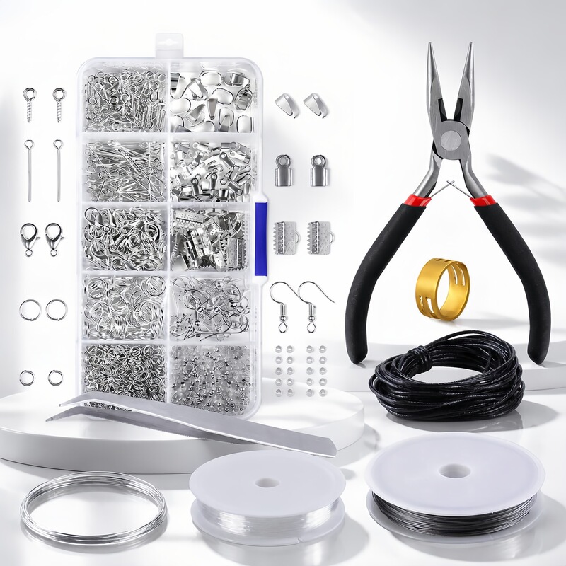 Cross-border Amazon metal ring ear hooks lobster clasps DIY jewelry accessory tool kit set for bracelet and necklace making Cross-border Amazon metal ring ear hooks lobster clasps DIY jewelry accessory tool kit set for bracelet and necklace making