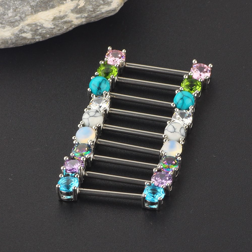 Simple Style Solid Color Stainless Steel Inlay Zircon Adhesive nail 1 Piece