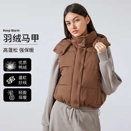 冬款防风立领双门襟羽绒服马甲女百搭冬款加厚连帽马甲外套DAW159