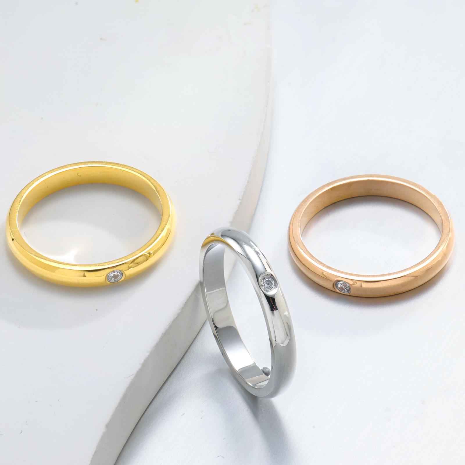 Titanium steel meets happy couple pair ring ins style fashion Joker plain ring flash diamond simple men's and women's engagement jewelry wholesale