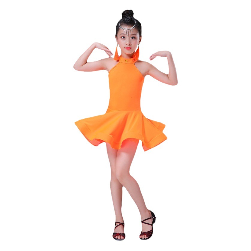 Nuevo vestido de baile latino para niños ropa de rendimiento ropa de práctica de baile para niñas de verano ropa de competencia de clasificación de baile latino para niños