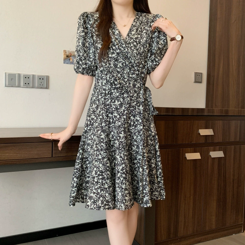 Новое летнее женское платье больших размеров в солевом стиле с v-образным вырезом и короткими рукавами с цветочным принтом, размеры от M до 4XL, 100kg г.