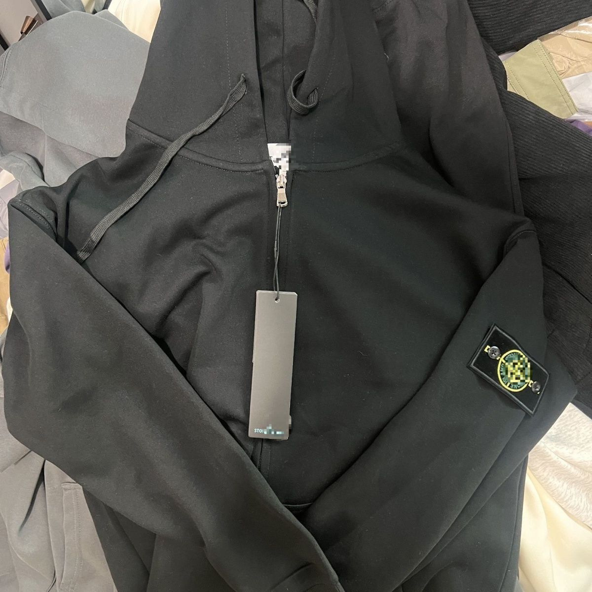 New autumn and winter cross-border hooded zip-up jacket STONE Compass Stone badge long-sleeve island round-neck sweatshirt
