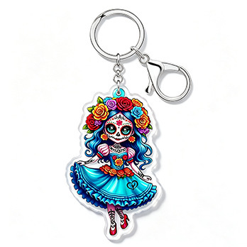 Cross-border acrylic Day of the Dead horror doll keychain, Halloween gift for women, creepy voodoo doll Cross-border acrylic Day of the Dead horror doll keychain, Halloween gift for women, creepy voodoo doll