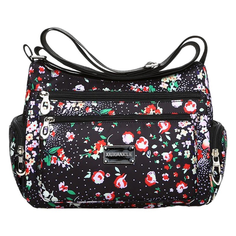 New fashion printing ladies shoulder bag European and American fashion diagonal bag multi-layer mummy bag nylon washed cloth bag wholesale