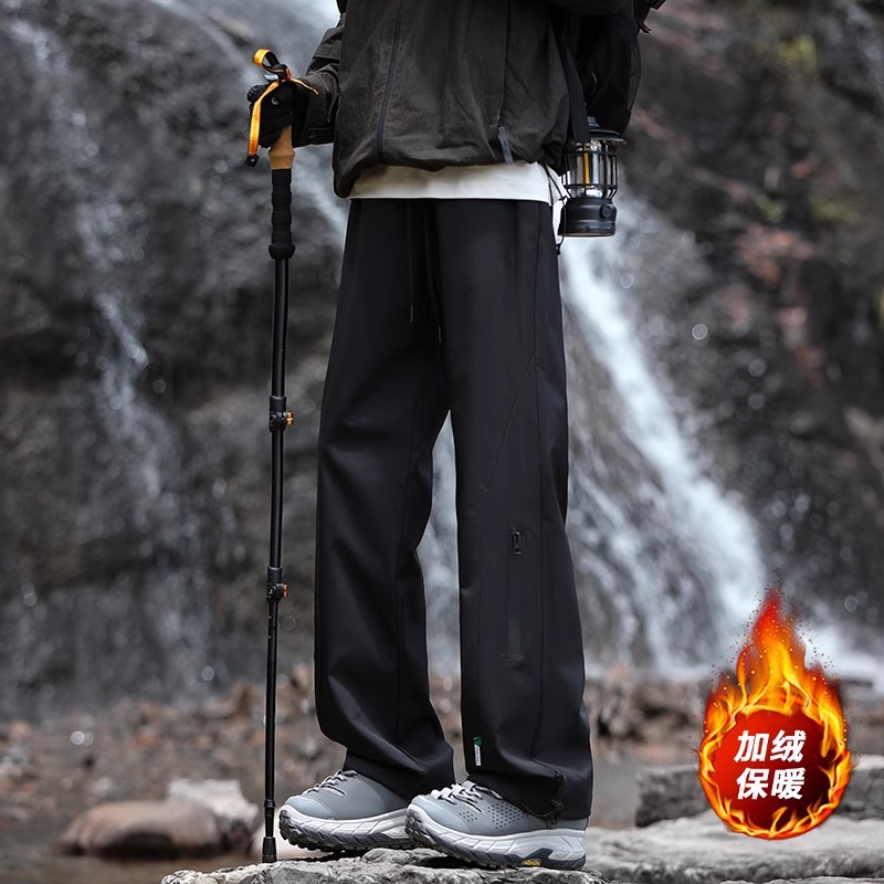 NASA montañismo de la primavera, otoño y invierno para hombres con camelón grueso a prueba de viento, impermeable, pantalones recto para hombres