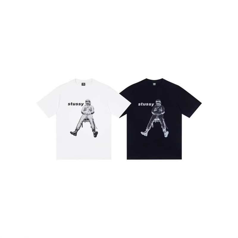 Cross-Border Trendy Brand Stussy In-Stock Astronaut Tee Astronaut Print Short-Sleeve T-Shirt Unisex Cross-Border Trendy Brand Stussy In-Stock Astronaut Tee Astronaut Print Short-Sleeve T-Shirt Unisex
