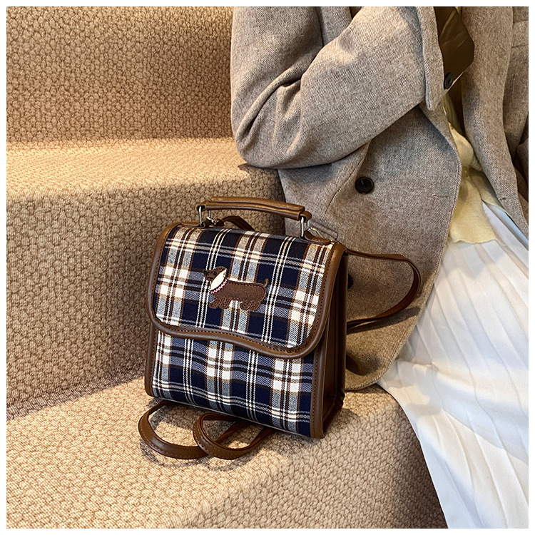 College-style backpack for women 2024 autumn new Dachshund student handbag, retro commuter crossbody bag undefined