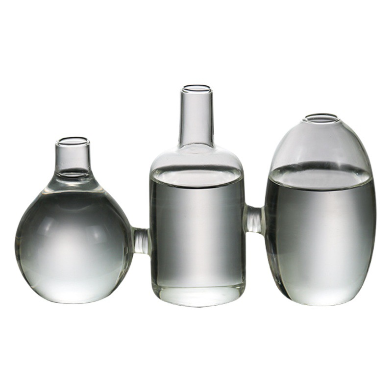 Moda creativa Europea de vidrio transparente florero hidropónico florero de tres piezas florero accesorios para el hogar jarrón de simulación