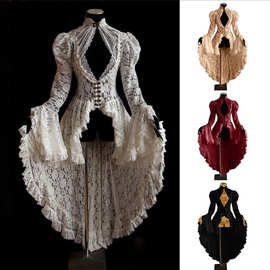 欧美复古中世纪宫廷派对蕾丝服装礼服连衣裙性感修身长裙厂家直销