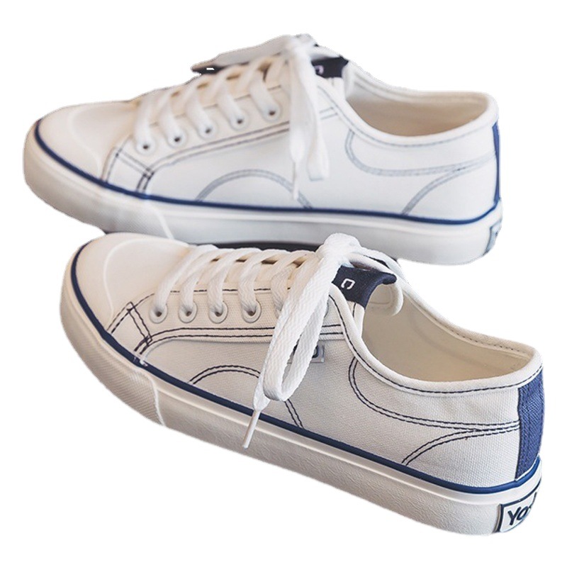 Zapatos de lona de mujer INS de moda 2023 primavera y verano nuevo estudiante estilo coreano ulzzang zapatos de tablero estilo elegante zapatos blancos image 1