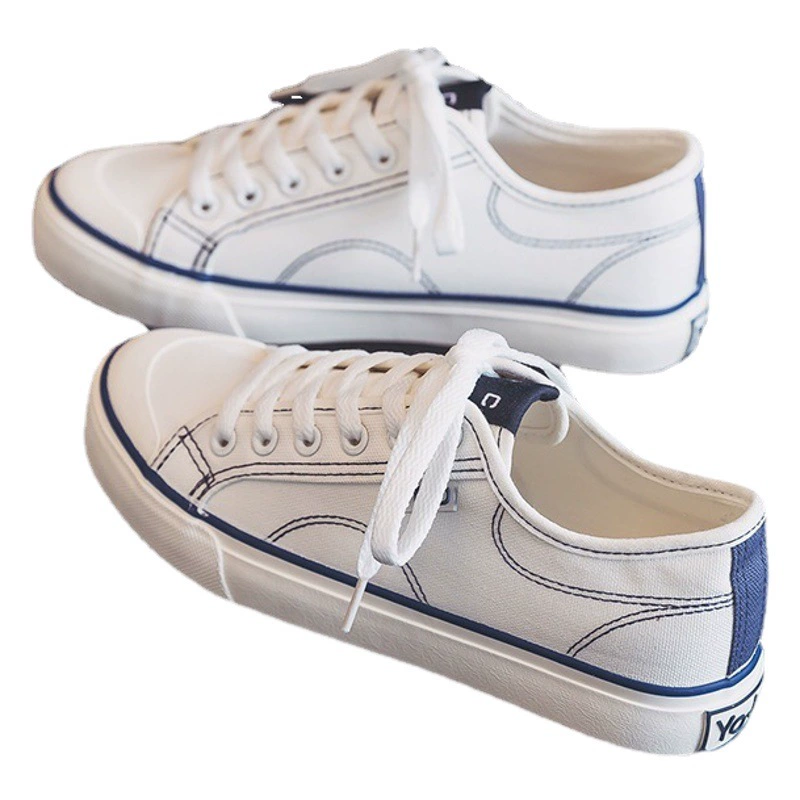 Холщовые туфли женские модные 2023 весна-лето новые студенческие кроссовки ulzzang в Корейском стиле Hyun-элегантный стиль белые туфли